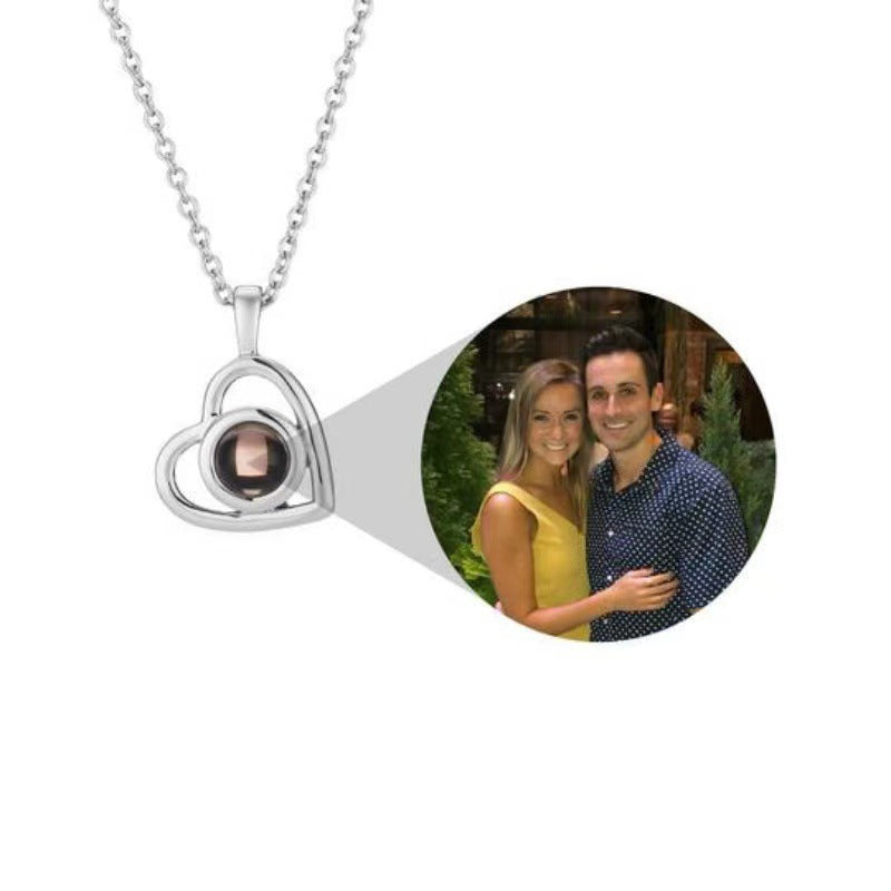 Personalised photo projection heart necklace