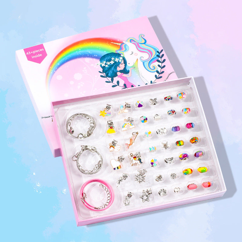 Creative Crystal DIY Children's Bracelet Set (Hardcover Unicorn Gift Box)
