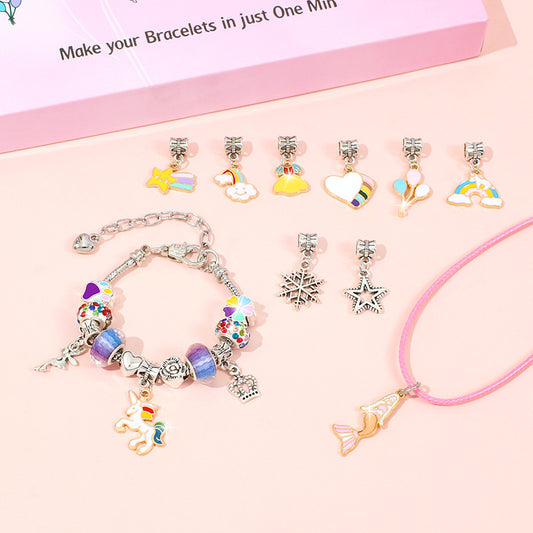 Creative Crystal DIY Children's Bracelet Set (Hardcover Unicorn Gift Box)