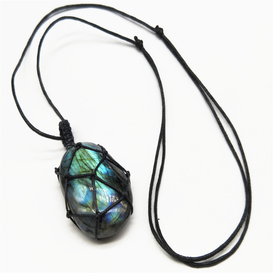 Wrapped dragons heart Healing Labradorite Crystal Energy Necklace