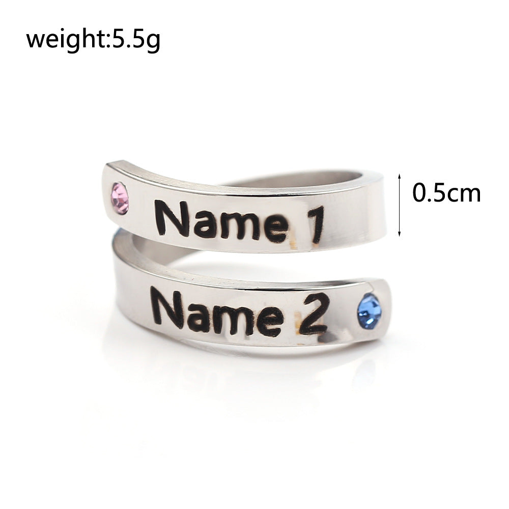 Elegant adjustable custom birthstone name ring