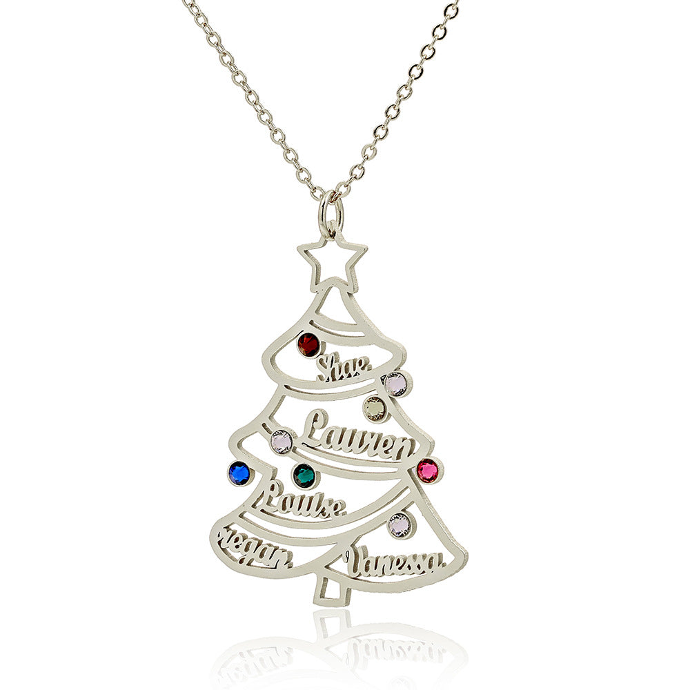 Christmas Tree Family Names Necklace