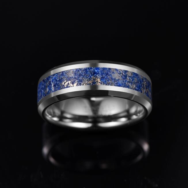 8MM Lapis Gemstone Tungsten Carbide Men's Ring