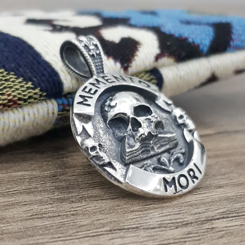 Memento Mori Skull Sterling Silver Pendant