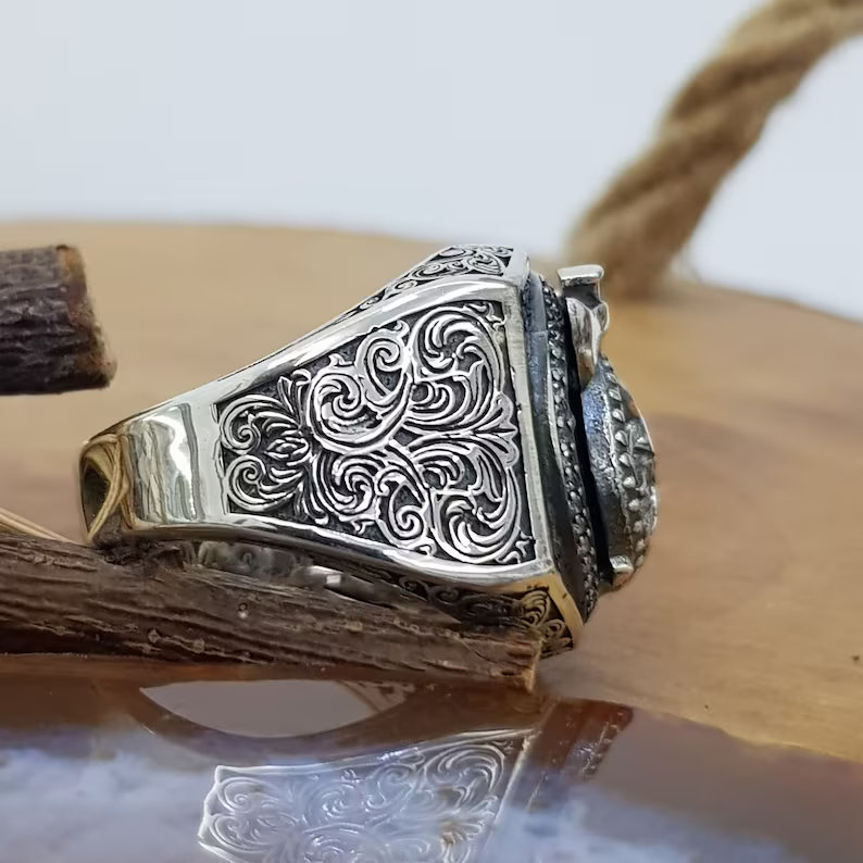 Viking 925 Sterling Silver Thor Hammer Double Axe Ring