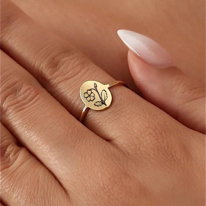 Birth Month Flower Ring As Aniversary / Valentine's Day /Birthday Gift