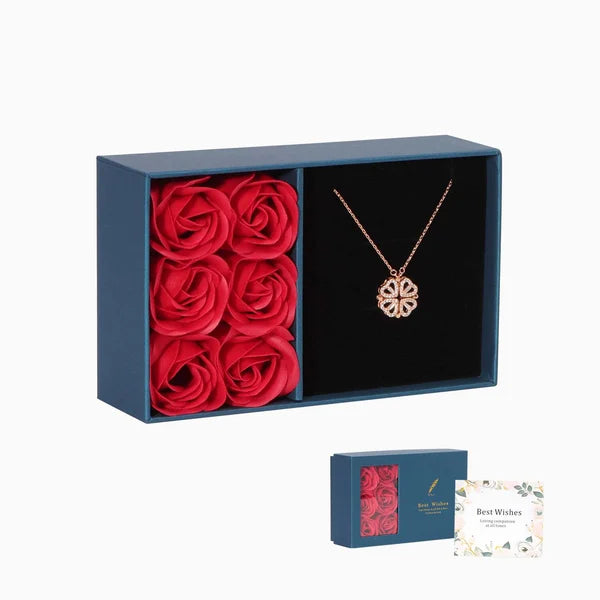 🔥 Last Day Promotion 48% OFF🎁Lucky Heart Sterling Silver Necklace WITH SIX ROSES💖