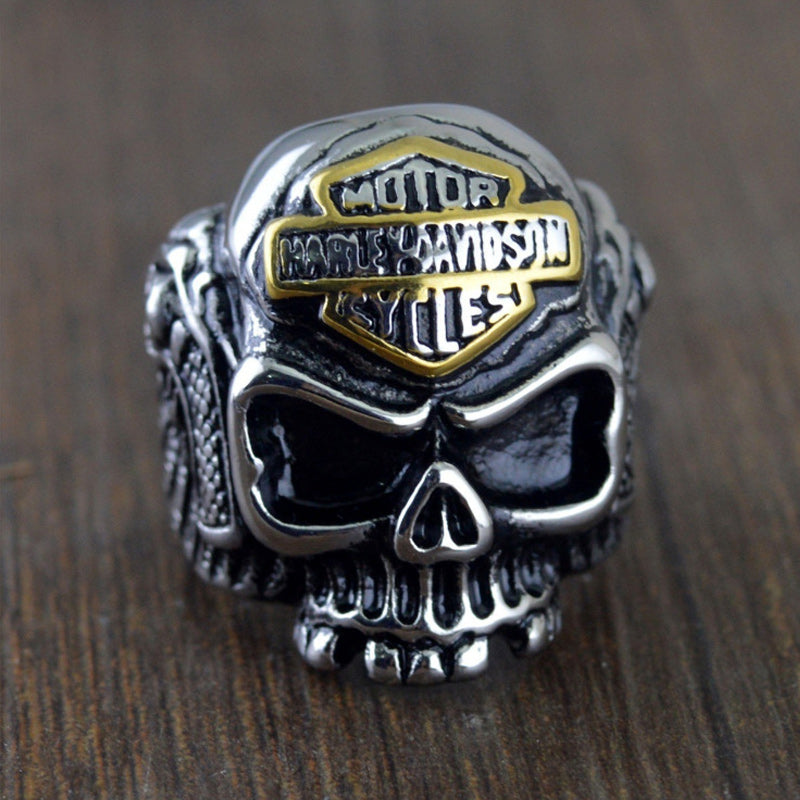 Harley-Davidson Skull Ring Inspired Motorcycle Ring