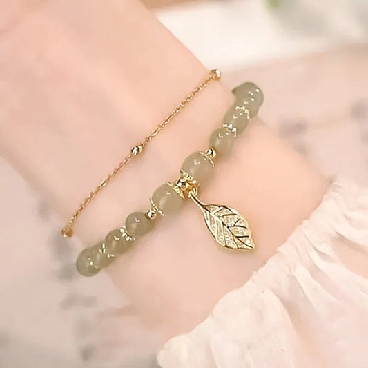 🔥Last Day Promotion 48% OFF💞hetian jade gold leaf bracelet