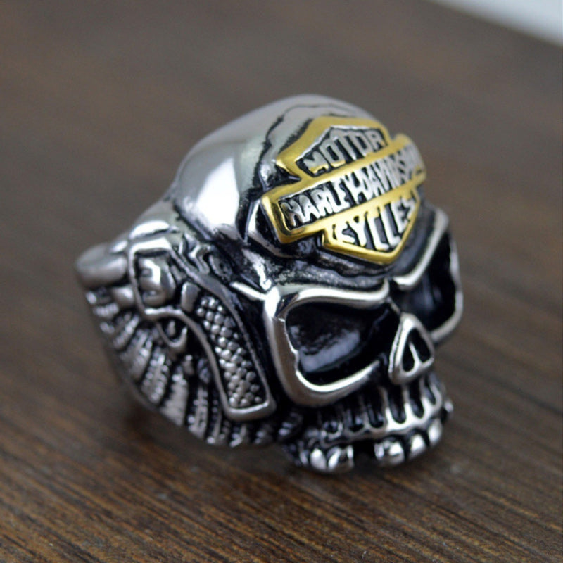 Harley-Davidson Skull Ring Inspired Motorcycle Ring
