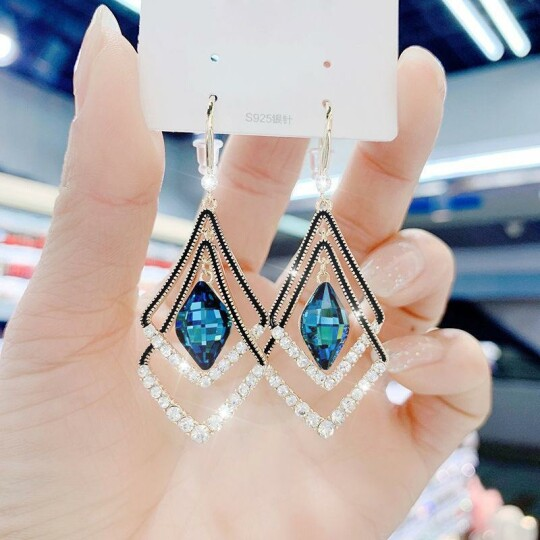 New Year Hot Sale--Rhombus Sapphire Earrings ✨
