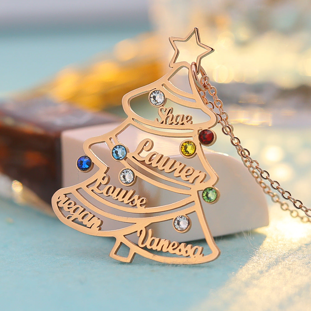 Christmas Tree Family Names Necklace