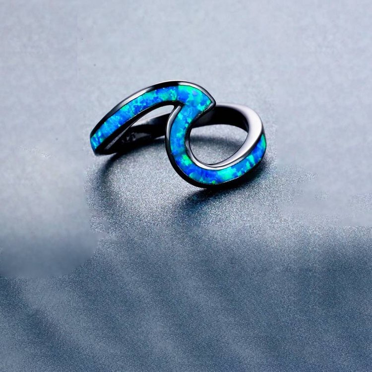 For Granddaughter - S925 I’ll Always be With You Blue Opal Wave Ring