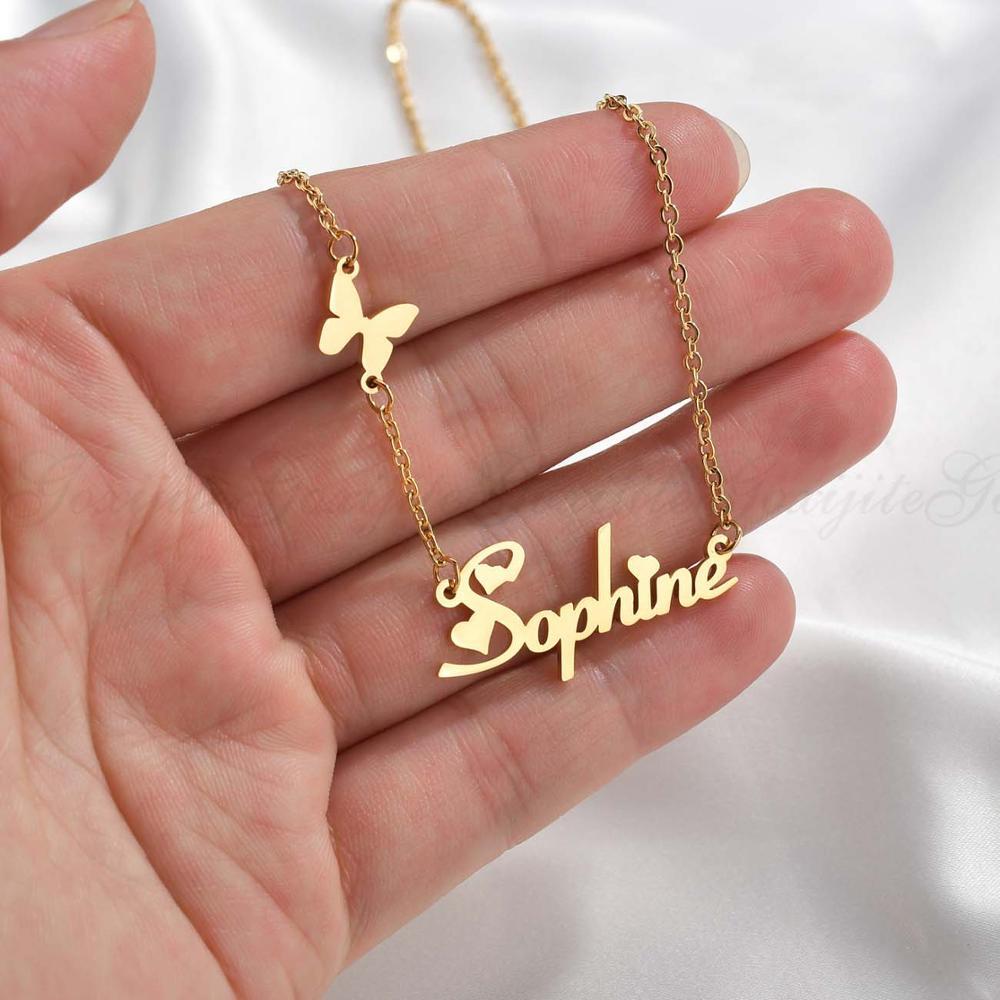 Fashion Custom Engraved Name Necklace With Butterfly