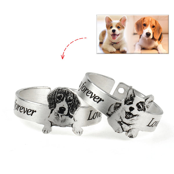 Sterling Silver Pet Photo Engraved Ring