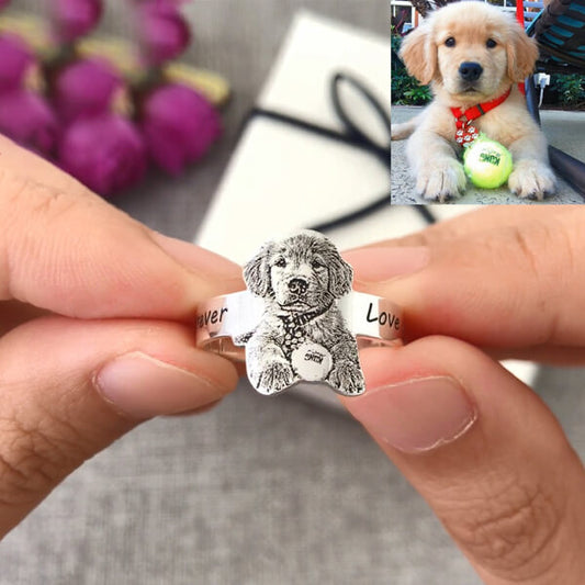Sterling Silver Pet Photo Engraved Ring