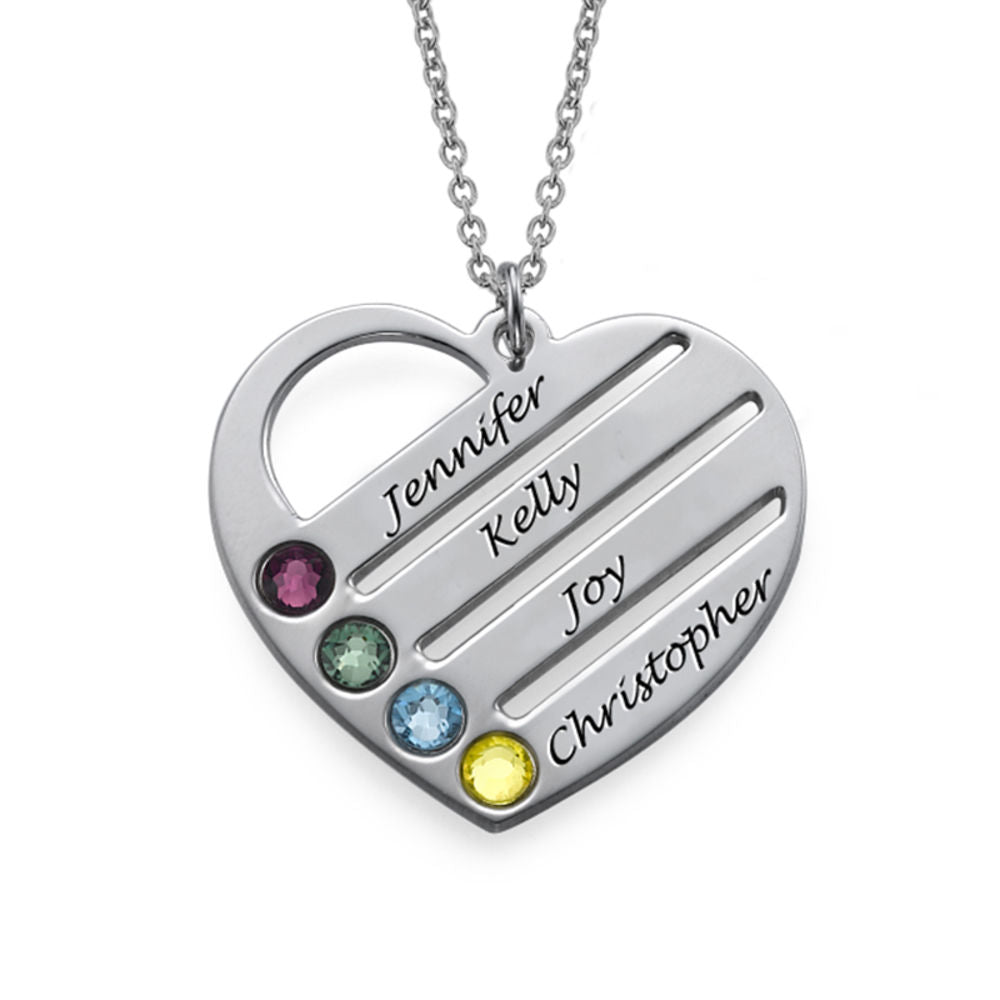 Moonstone heart jewelry with engraved names