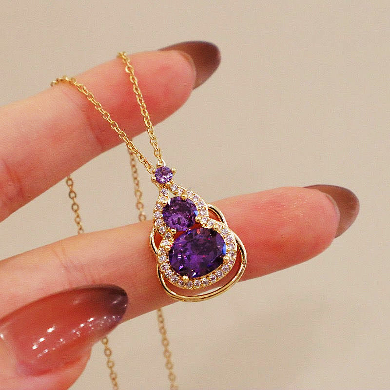 Amethyst Gourd Pendant Lucky Necklace