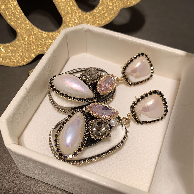 Vintage Pearl Crystal Earrings