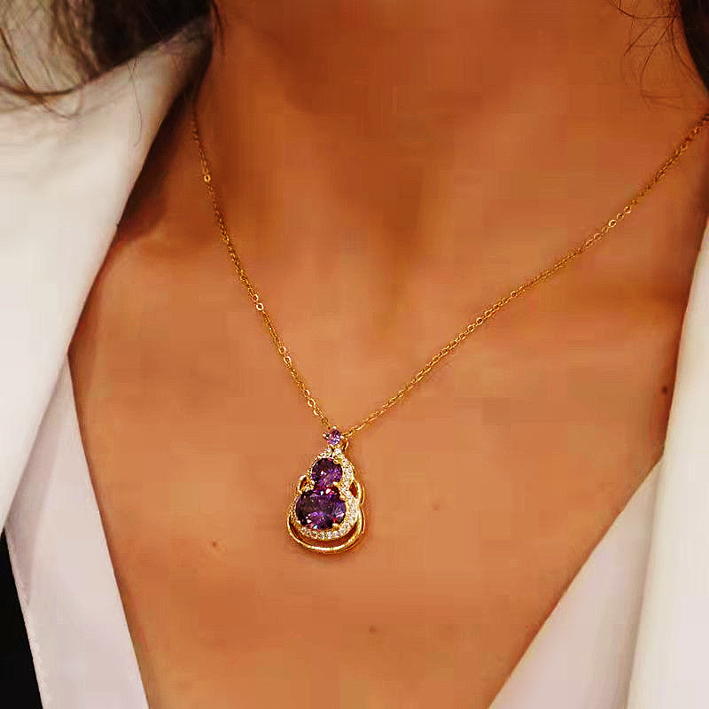 Amethyst Gourd Pendant Lucky Necklace
