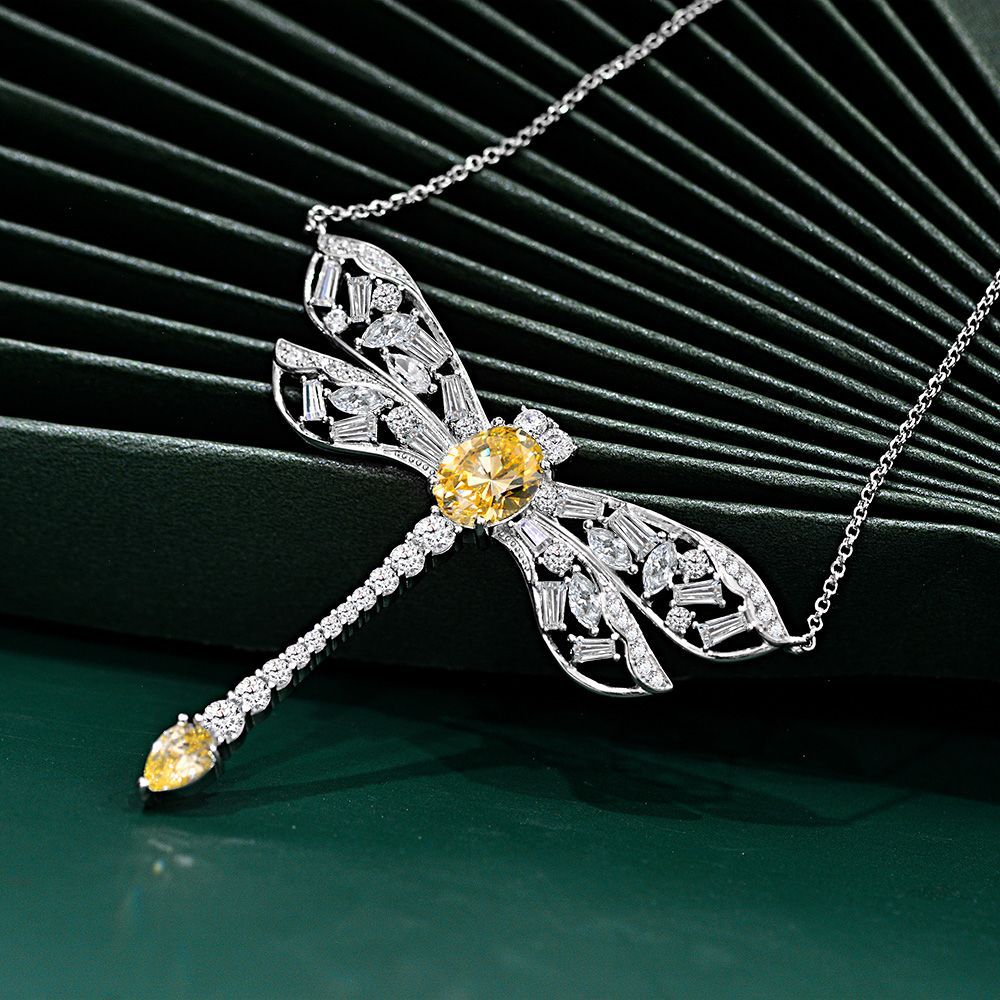 Dragonfly Jewelry Pendant 5 Carat Droplets 925 Silver