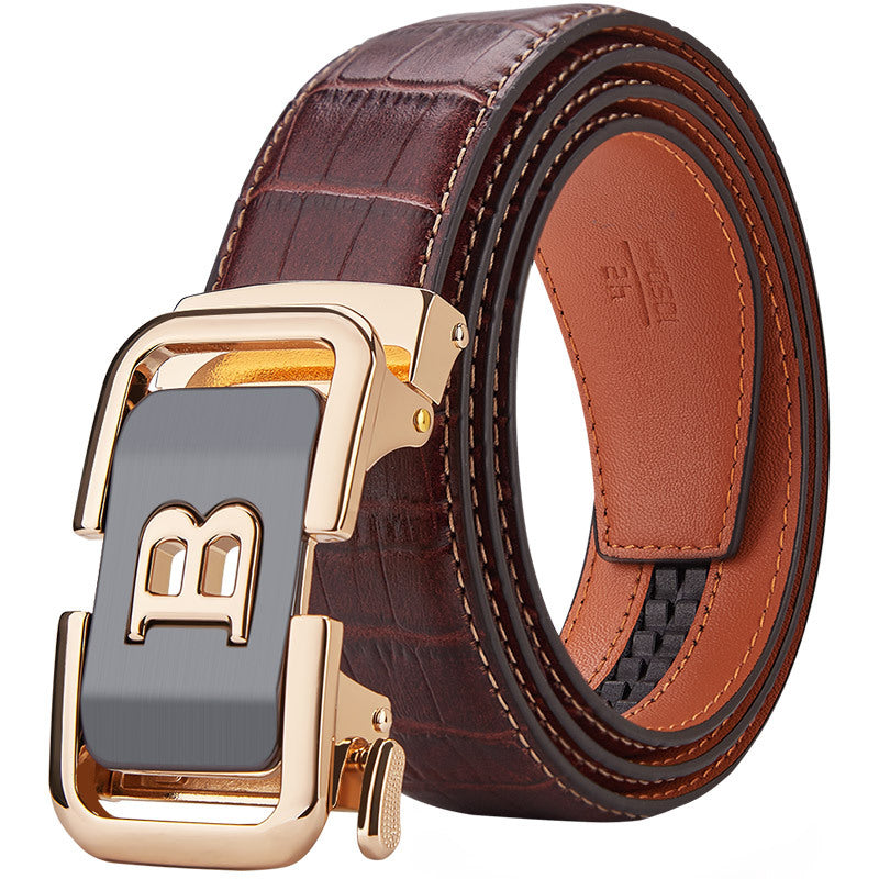 Men's Leather Business Youth Casual Pants Belt