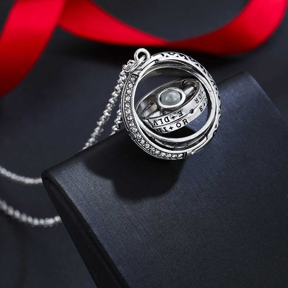 Openable Astronomical Ball Projection Necklace 100 Language I Love You Pendant Necklace