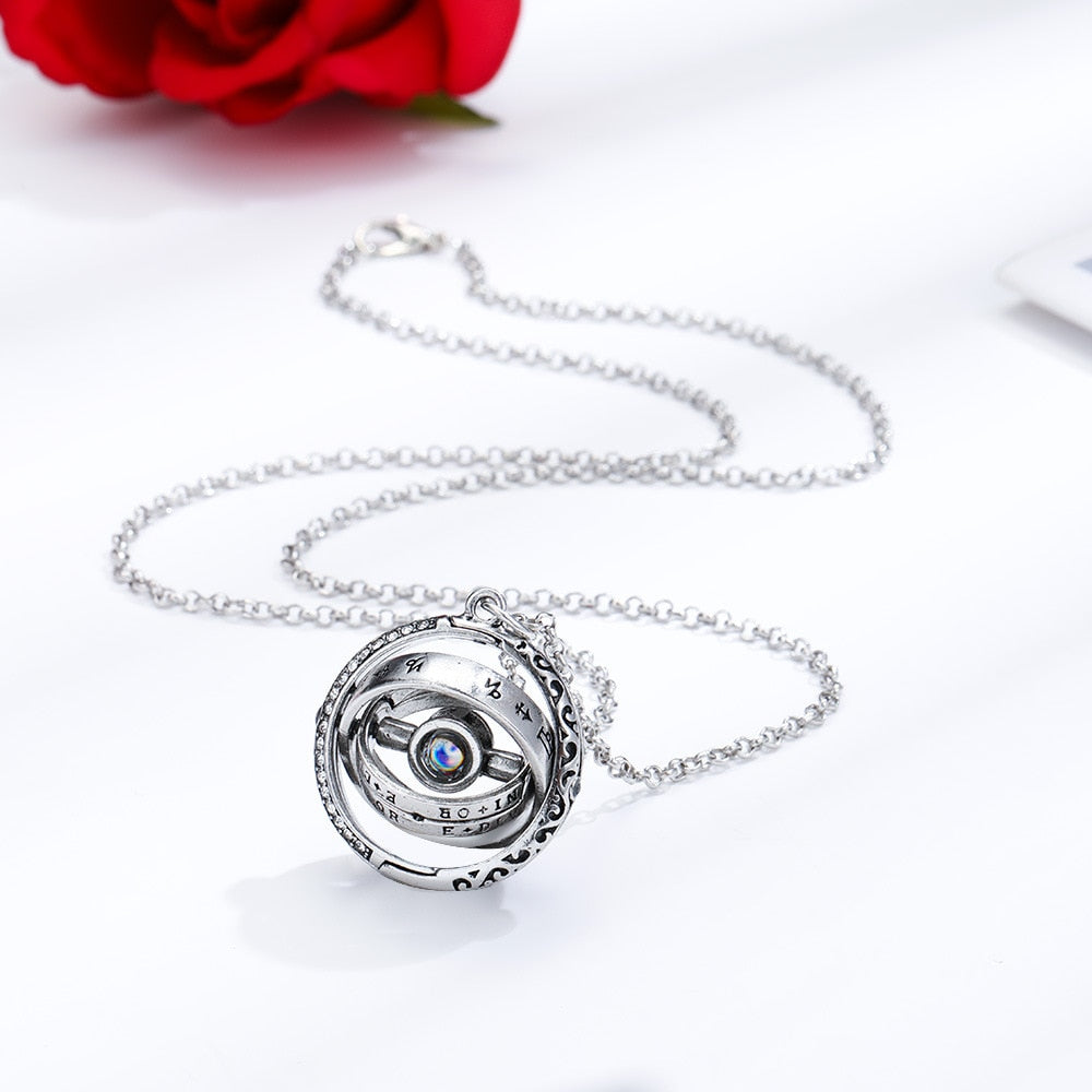 Openable Astronomical Ball Projection Necklace 100 Language I Love You Pendant Necklace
