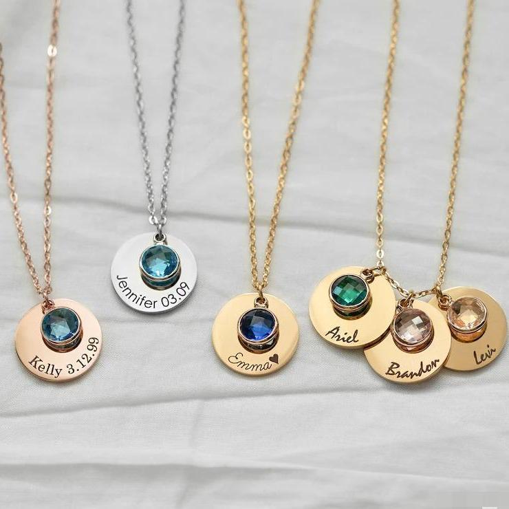 Personalized Birthstone Name Necklace Handmade Jewelry Gifts for Mom
