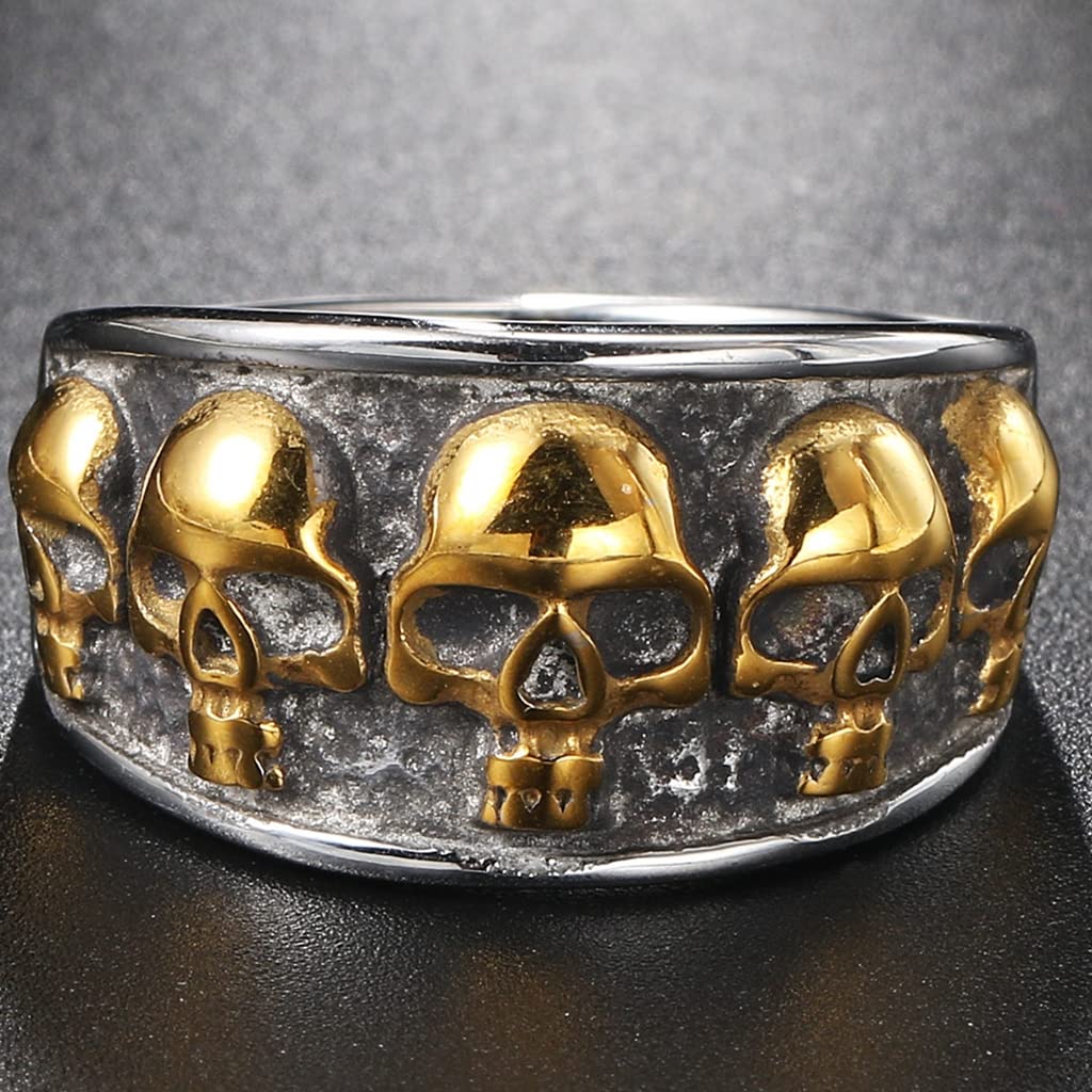 Retro stainless steel Gothic dead skull Halloween ring
