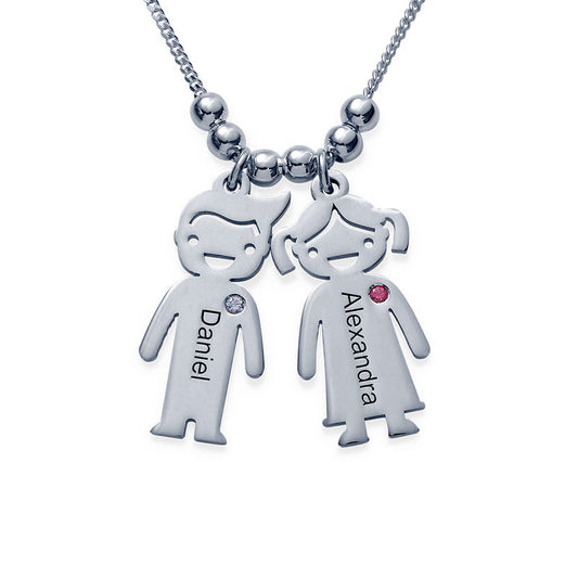 Handmade Children Name Necklace With Engraved Charms