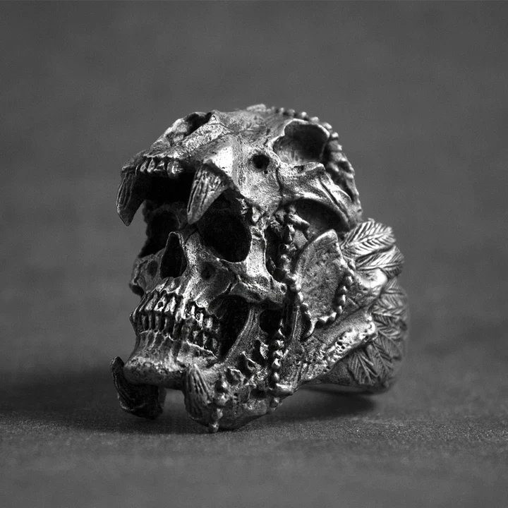 Vintage Jaguar Warrior Skull Ring