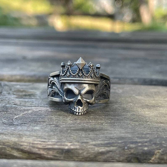 925 Silver Crown King Skull Ring
