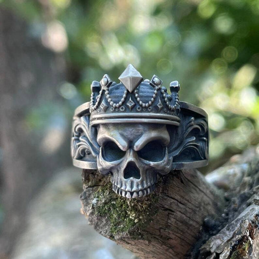 925 Silver Crown King Skull Ring