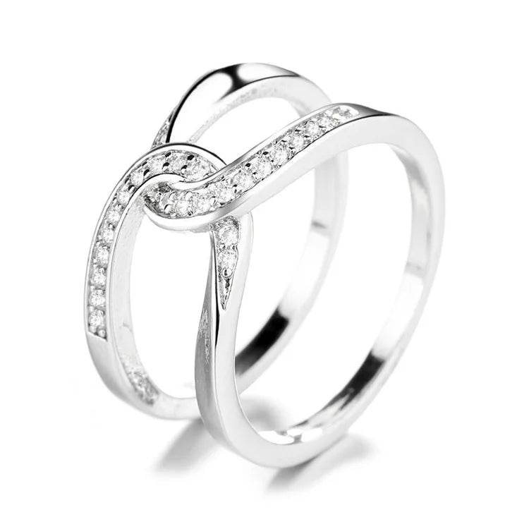 For Daughter - S925 No Matter How Busy We May be Our Hearts are Always Linked Together Cross Ring