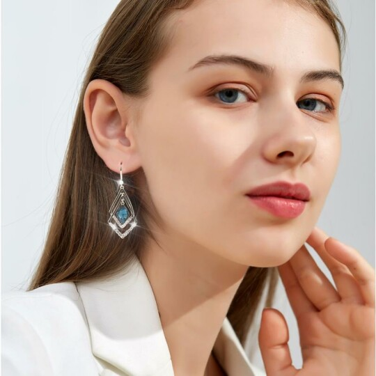 New Year Hot Sale--Rhombus Sapphire Earrings ✨