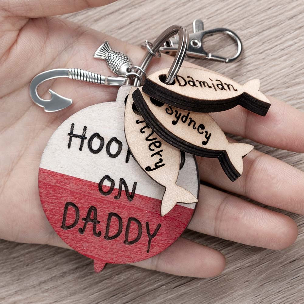 Personalized Fishing Keychain We're Hooked on Daddy Dad Grampa