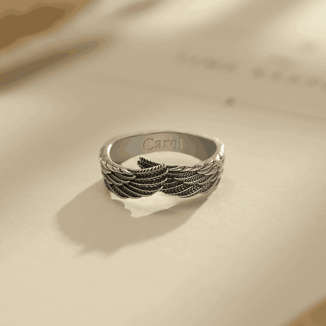 My Mom Is My Guardian Angel Personalized Wing Ring