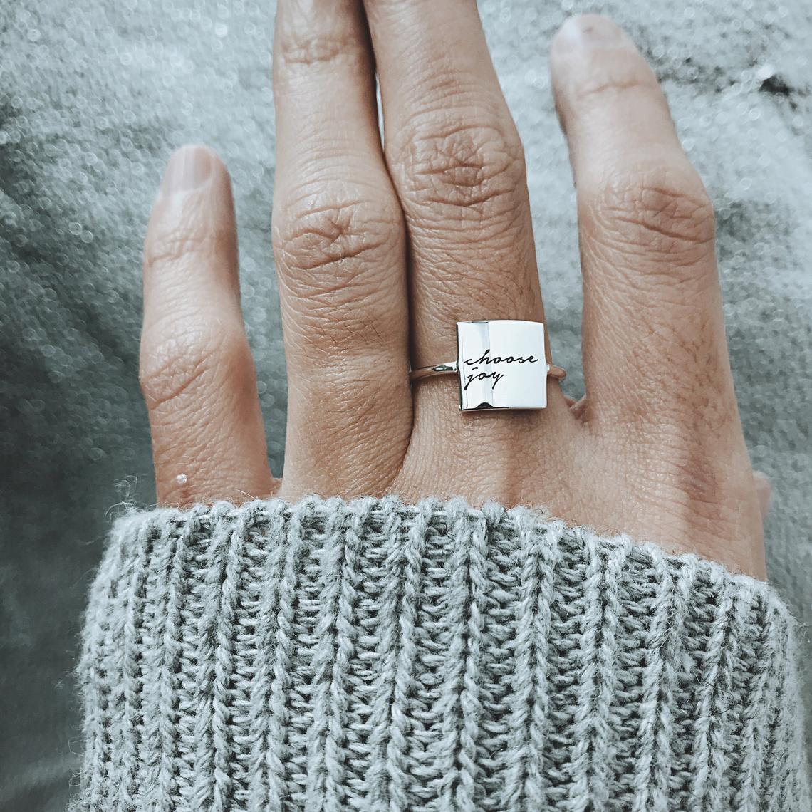 Sterling Silver Personalized Inspirational Ring I Am Enough Ring Choose Joy Ring I Love You More Ring