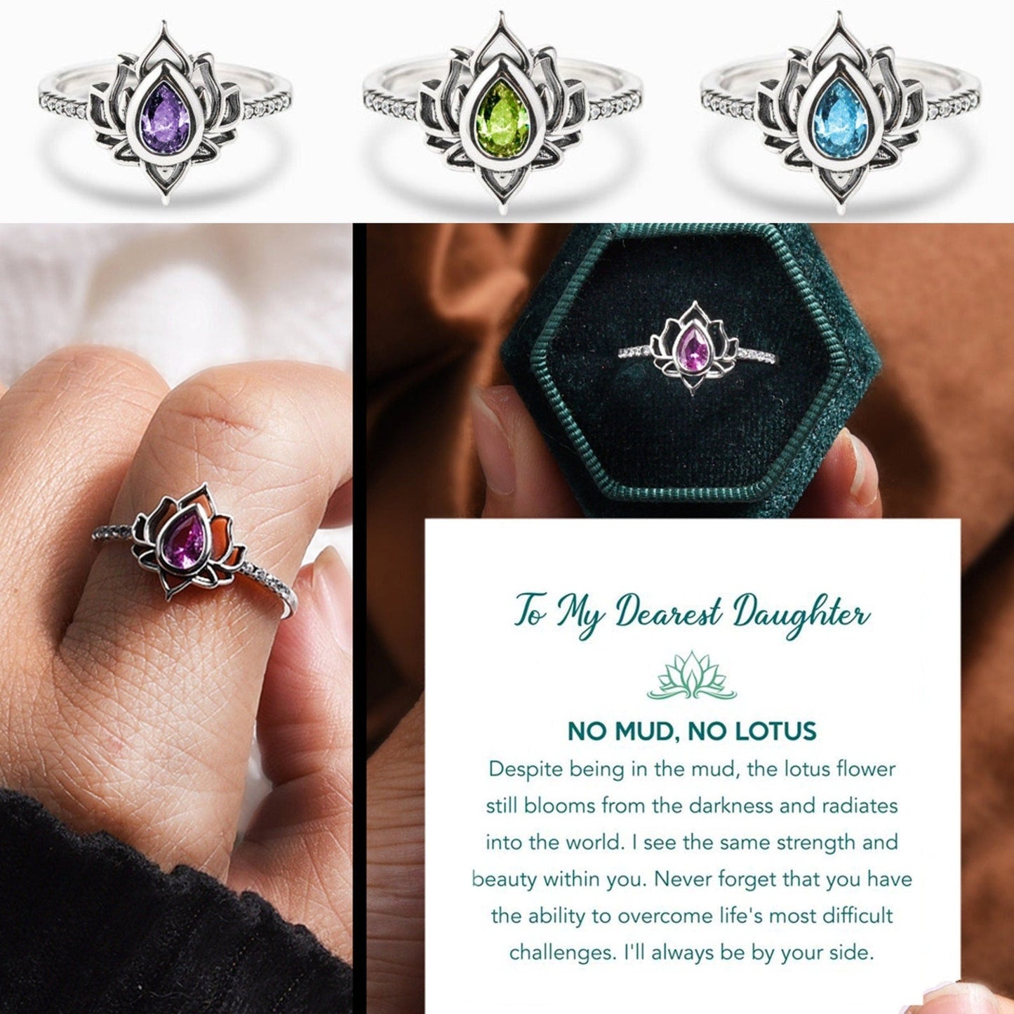 Lotus Flower Ring Jewelry Gift For Family And Friends