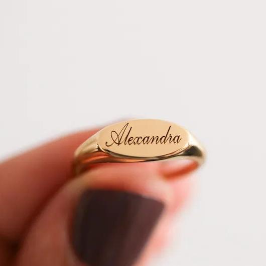 Oval Signet Engraved Name Ring