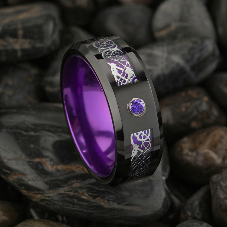 Men's Dragon's Eye Tungsten Carbide Ruby Ring
