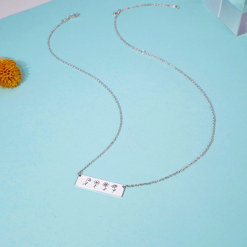 Personalized 1-6 Birth Month Flowers Necklace Mother Gift