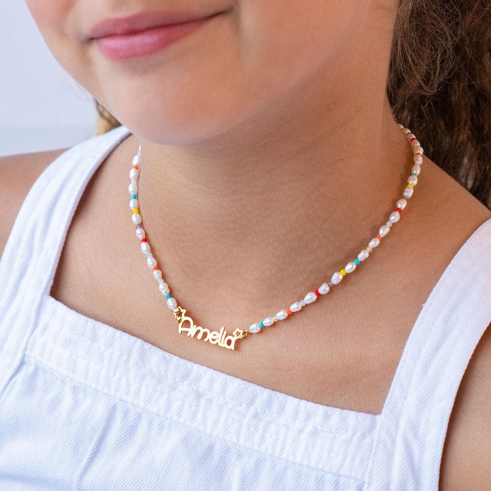 Pearl Candy Girls Name Necklace in Gold Plating
