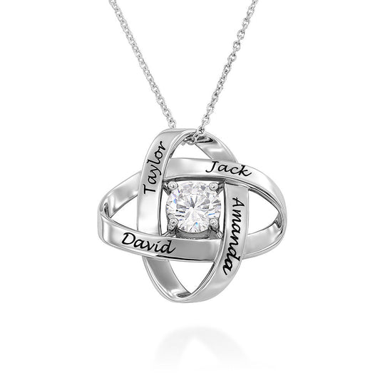 Engraved Eternal Necklace with Cubic Zirconia