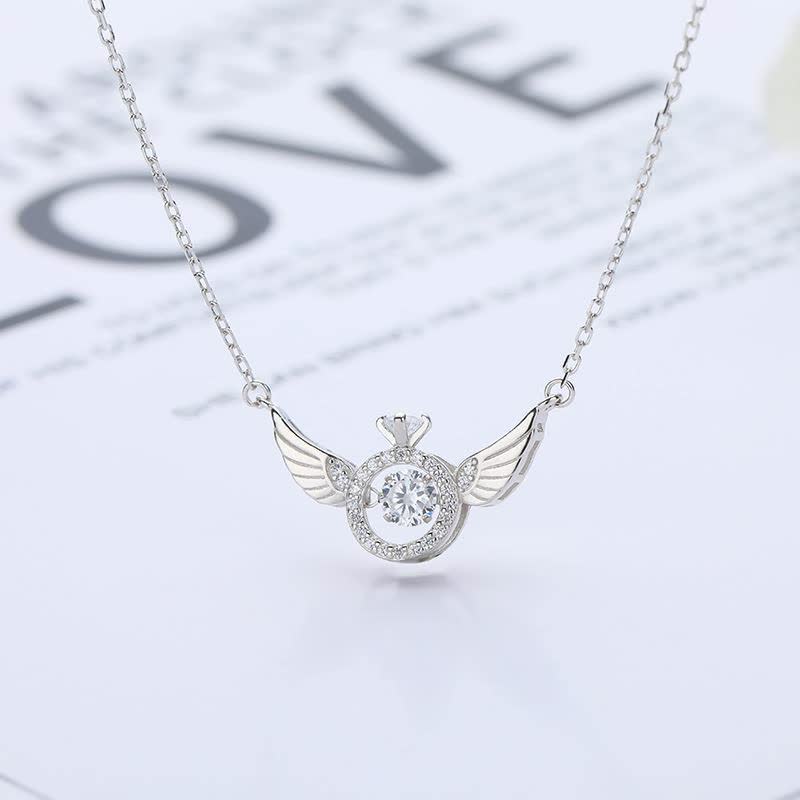 Angel Smart Necklace Collarbone Chain Beating Heart Wings Niche Simple Flying Wings Inlaid Gold-plated
